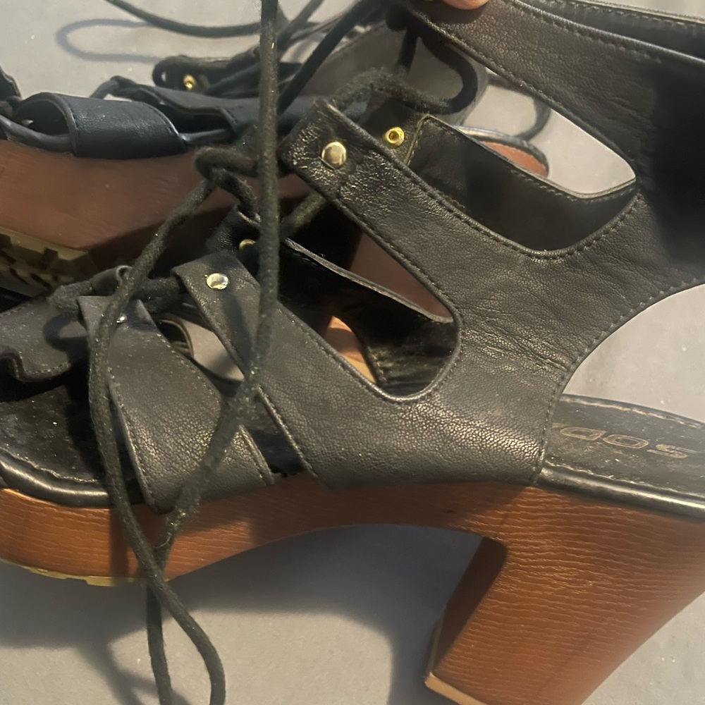 Black Leather Soda Women's Sandals